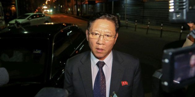 North Korea's ambassador to Malaysia, Kang Chol addresses the media on February 18, 2017 at the main gate of the forensic wing at the Kuala Lumpur Hospital, where the body of Kim Jong-Nam, the half brother of the North Korean leader, is being kept. Kang Chol said Pyongyang would reject any results of a post-mortem examination carried out by Kuala Lumpur on the body of Kim Jong-Nam. It is the first official comment from North Korea since the killing of Kim Jong-Nam at Kuala Lumpur international airport on February 13. / AFP / STR / Malaysia OUT (Photo credit should read STR/AFP/Getty Images)