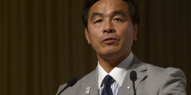 Los Angeles 1984 Olympian and Member of the House of Representatives, Japanese wrestler Hiroshi Hase, delivers a speech during a news conference promoting Tokyo for the 2020 Olympic games in Buenos Aires on September 6, 2013. Tokyo, Istanbul and Madrid were on Friday preparing to celebrate or commiserate their 2020 Olympics bids, as political leaders from all three countries make a final push to clinch the Games. Members of the International Olympic Committee (IOC) vote on Saturday afternoon in Buenos Aires, with bookmakers putting Tokyo just in front of Madrid as favourites and the eagerly-awaited result to be beamed live across the world. AFP PHOTO / Juan MABROMATA (Photo credit should read JUAN MABROMATA/AFP/Getty Images)