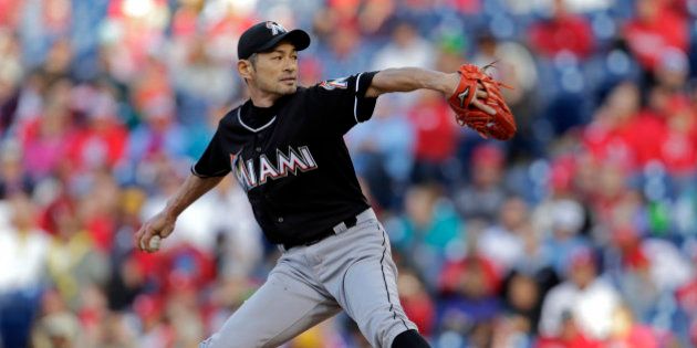 PHILADELPHIA, PA - OCTOBER 4: Ichiro Suzuki #51 of the Miami Marlins delivers a pitch during the eighth inning of an MLB game against the Philadelphia Phillies at Citizens Bank Park on October 4, 2015 in Philadelphia, Pennsylvania. The Phillies defeated the Marlins 7-2. (Photo by Adam Hunger/Getty Images)