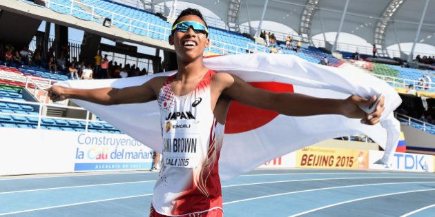 CALI, COLOMBIA - JULY 19: Abdul Hakim Sani Brown of Japan cleebrates after winning the Boys 200 Meters Final on day five of the IAAF World Youth Championships, Cali 2015 on July 19, 2015 at the Pascual Guerrero Olympic Stadium in Cali, Colombia. (Photo by Buda Mendes/Getty Images for IAAF)