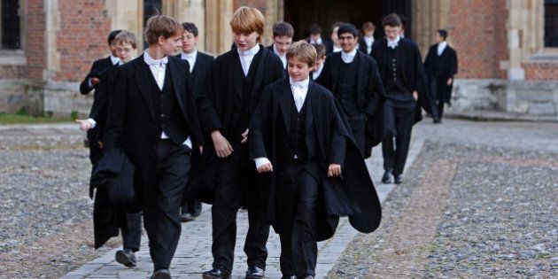 ETON, ENGLAND - MAY 26: Boys make their way to classes across the historic cobbled School Yard of Eton College on May 26, 2008 in Eton, England. An icon amongst private schools, since its founding in 1440 by King Henry VI, Eton has educated 18 British Prime Ministers, as well as prominent authors, artists and members of royal families from around the world. The school caters for some 1300 pupils divided into 25 houses each one overseen by a housemaster chosen from the senior ranks of the staff which number around 160. (Photo by Christopher Furlong/Getty Images)
