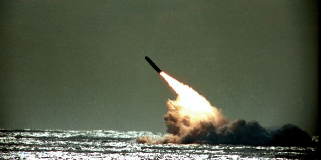 FILE - The Dec. 4, 1989 file photo shows U.S. Navy launching a Trident II, D-5 missile from the submerged submarine USS Tennessee in the Atlantic Ocean off the coast of Florida. Pushing his vision of a nuclear weapons-free world, President Barack Obama returned to Prague on Thursday, April 8, 2010 to sign a pivotal treaty aimed at sharply paring U.S. and Russian arsenals â and repairing soured relations between the nations. With that, they will commit their nations to slash the number of strategic nuclear warheads by one-third and more than halve the number of missiles, submarines and bombers carrying them, pending ratification by their legislatures. The new treaty will shrink those warheads to 1,550 over seven years. That still allows for mutual destruction several times over. But it will send a strong signal that Russia and the U.S., which between them own more than 90 percent of the world's nuclear weapons, are serious about disarmament. (AP Photo/Phil Sandlin, File)