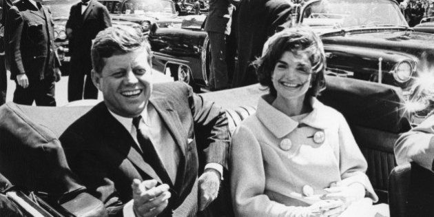 Former United States President John F. Kennedy and first lady Jackie Kennedy sit in a car in front of Blair House during the arrival ceremonies for Habib Bourguiba, president of Tunisia, in Washington, in this handout image taken on May 3, 1961. November 22, 2013 will mark the 50th anniversary of the assassination of President Kennedy. REUTERS/Abbie Rowe/The White House/John F. Kennedy Presidential Library (UNITED STATES - Tags: POLITICS ANNIVERSARY) ATTENTION EDITORS - THIS IMAGE WAS PROVIDED BY A THIRD PARTY. FOR EDITORIAL USE ONLY. NOT FOR SALE FOR MARKETING OR ADVERTISING CAMPAIGNS. THIS PICTURE IS DISTRIBUTED EXACTLY AS RECEIVED BY REUTERS, AS A SERVICE TO CLIENTS