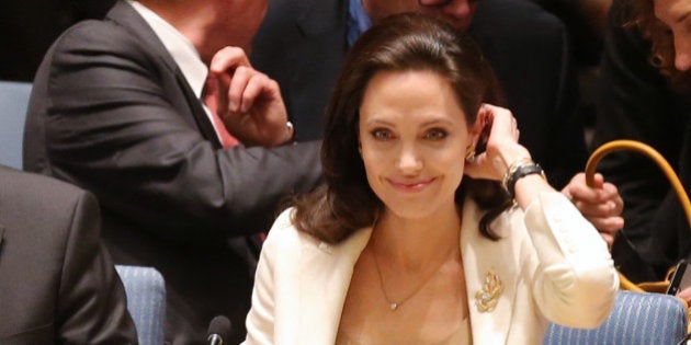 NEW YORK, NY - APRIL 24: Actress/activist Angelina Jolie attends a United Nations Security Council Meeting on the situation in the Middle East And Syria at United Nations on April 24, 2015 in New York City. (Photo by Jemal Countess/Getty Images)