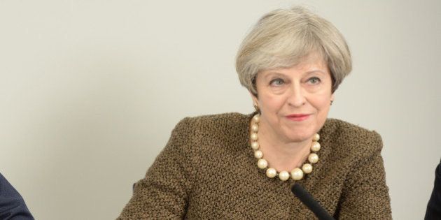 British Prime Minister Theresa May is pictured during a bilateral meeting with Welsh First Minister Carwyn Jones (unseen) at the Liberty Stadium in Swansea, south Wales on March 20, 2017. May has begun a tour of Wales, Scotland and Northern Ireland aimed at boosting support for Brexit.Britain said on March 20, 2017 it will trigger its exit from the European Union on March 29, nine months after the country voted to leave the European Union. / AFP PHOTO / POOL / Ben Birchall (Photo credit should read BEN BIRCHALL/AFP/Getty Images)