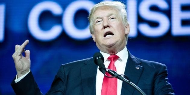 Republican presidential candidate Donald Trump addresses the audience at the 2016 Western Conservative Summit in Denver, Colorado on July 1, 2016. Trump is in Colorado for the first time since starting his presidential campaign. / AFP / Jason Connolly (Photo credit should read JASON CONNOLLY/AFP/Getty Images)