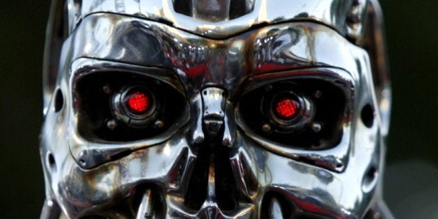 A robot from the movie is on display for the premier of the motion picture Terminator 3