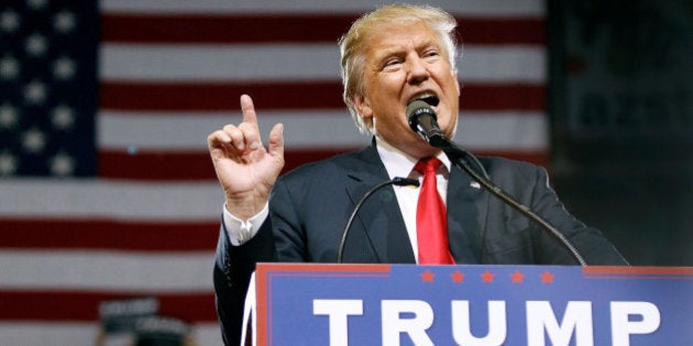 PHOENIX, AZ - JUNE 18: Republican presidential candidate Donald Trump speaks to a crowd of supporters during a campaign rally on June 18, 2016 in Phoenix, Arizona. Trump returned to Arizona for the fourth time since starting his presidential campaign a year ago. (Photo by Ralph Freso/Getty Images)