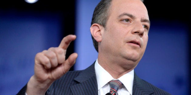 White House Chief of Staff Reince Priebus makes remarks during a discussion at the Conservative Political Action Conference (CPAC) at National Harbor, Maryland, February 23, 2017. / AFP / Mike Theiler (Photo credit should read MIKE THEILER/AFP/Getty Images)