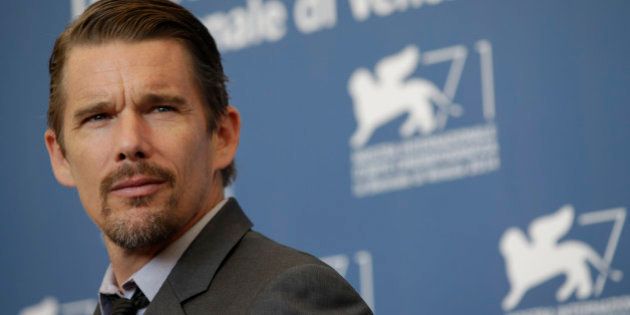 Actor Ethan Hawke poses for photographers during the Good Kill photo call, the 71st edition of the Venice Film Festival in Venice, Italy, Friday, Sept. 5, 2014. (AP Photo/Andrew Medichini)