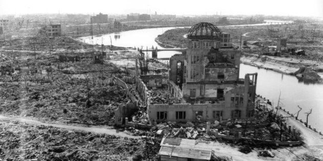 The gutted Hiroshima Prefectural Industrial Promotion Hall, currently known as Atomic Bomb Dome or A-Bomb Dome, is seen after the atomic bombing of Hiroshima, Japan, on August 6, 1945, in this handout photo taken by U.S. Army in November, 1945, and distributed by the Hiroshima Peace Memorial Museum. Mandatory credit REUTERS/U.S. Army/Hiroshima Peace Memorial Museum/Handout via Reuters ATTENTION EDITORS - THIS IMAGE WAS PROVIDED BY A THIRD PARTY. EDITORIAL USE ONLY. NO RESALES. NO ARCHIVE. MANDATORY CREDIT. SEARCH