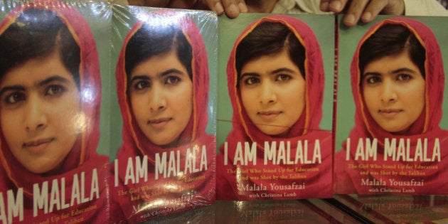 ISLAMABAD, PAKISTAN - OCTOBER 8: Pakistani teenager activist Malala Yousafzai's book, 'I Am Malala' seen in a bookstore on October 8, 2013, in Islamabad, Pakistan, on the eve of the first anniversary of an attack on her by Taliban. Malala Yousafzai, an activist for girls' education and a contender to win the Nobel Peace Prize later this week, The autobiography ''I Am Malala'' written with the British journalist Christina Lamb published around the world on Tuesday. (Muhammad Reza - Anadolu Agency)