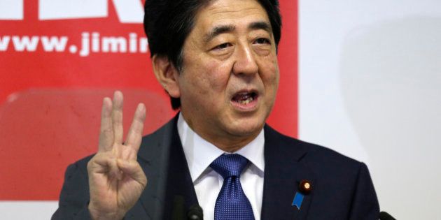 Japanese Prime Minister Shinzo Abe explains about
