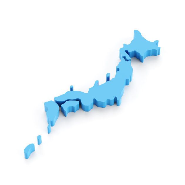 Accurate 3d render of Japan map