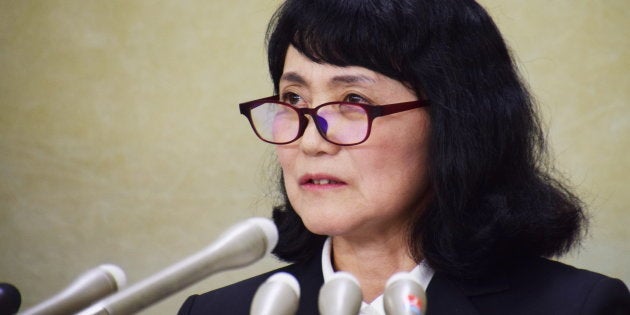 記者会見をする高橋まつりさん(2017年10月6日撮影)