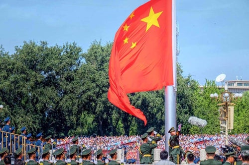 中国「抗日戦争勝利70周年」 天安門で軍事パレード（写真
