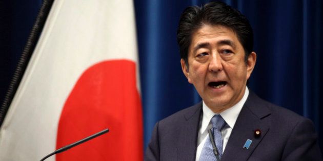 Japanese Prime Minister Shinzo Abe delivers a statement to mark the 70th anniversary of the end of World...