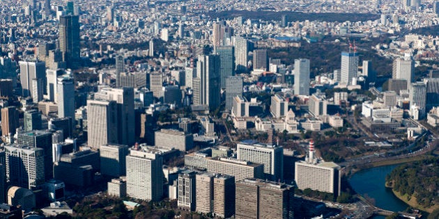 Japan, Kanto Region, Tokyo Prefecture, Chiyoda Ward, Aerial view of Kasumigaseki. (Photo by: JTB Photo/UIG via Getty Images)