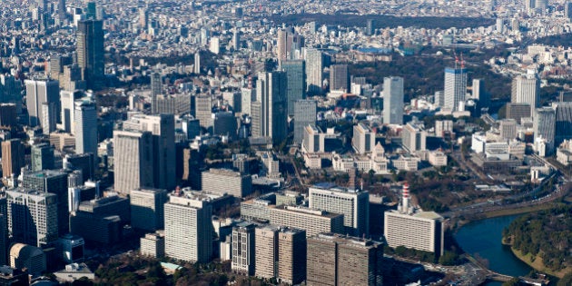 Japan, Kanto Region, Tokyo Prefecture, Chiyoda Ward, Aerial view of Kasumigaseki. (Photo by: JTB Photo/UIG via Getty Images)