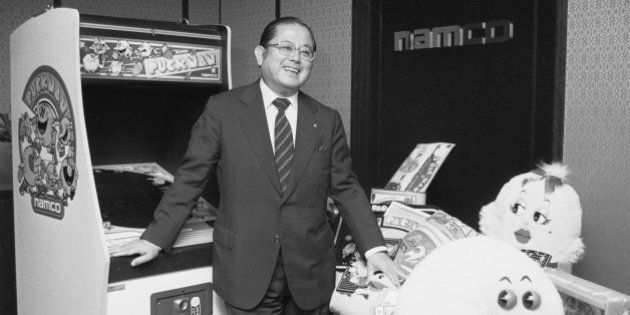 (Original Caption) Tokyo: The spirit of Christmas future is personified by Masaya Nakamura, founder of Namco Ltd. and father of Pac-Man (Puckman in Japan). He is widely credited with masterminding the video game craze. A home video version of Pac-Man is expected to be among this year's hottest Christmas items.