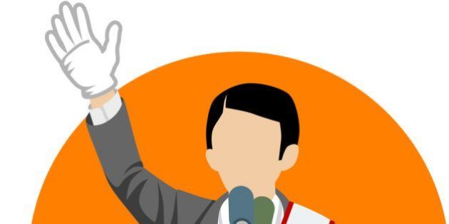 Vector illustration of Japanese politician in election campaign.