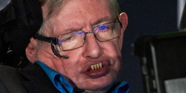 British scientist Stephen Hawking attends a press conference in London on July 20, 2015, where he and Russian entrepreneur and co-founder of the Breakthrough Prize, Yuri Milner, annouced the launch of Breakthrough Initiative, a new project to attempt to detect life in the Cosmos. AFP PHOTO / NIKLAS HALLE'N (Photo credit should read NIKLAS HALLE'N/AFP/Getty Images)