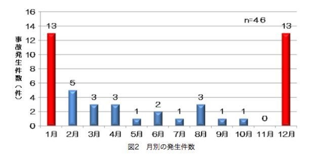 一酸化炭素中毒の月別発生状況