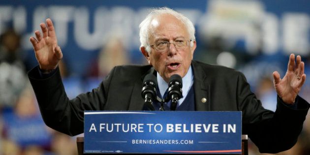 Democratic presidential candidate Sen. Bernie Sanders, I-Vt., speaks at a rally Friday, March 25, 2016, in Seattle. (AP Photo/Elaine Thompson)