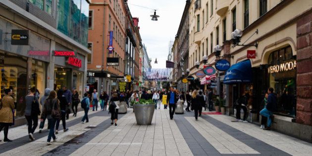 People on a street, Drottninggatan, Stockholm, Sweden
