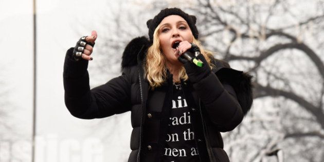 WASHINGTON, DC - JANUARY 21: Madonna performs onstage during the Women's March on Washington on January 21, 2017 in Washington, DC. (Photo by Kevin Mazur/WireImage)