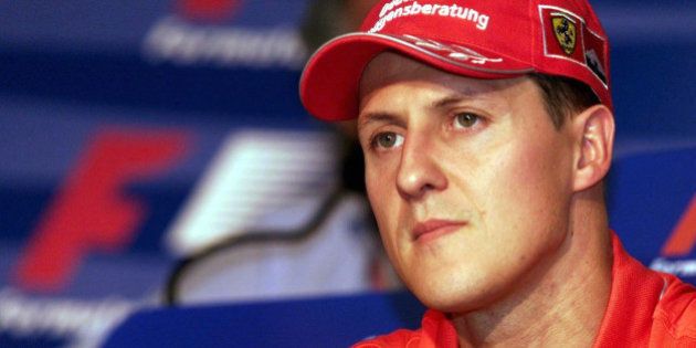 MONZA, ITALY - SEPTEMBER 13: GP VON ITALIEN 2001, Monza; PRESSEKONFERENZ: Michael SCHUMACHER/GER - FERRARI - (Photo by Andreas Rentz/Bongarts/Getty Images)