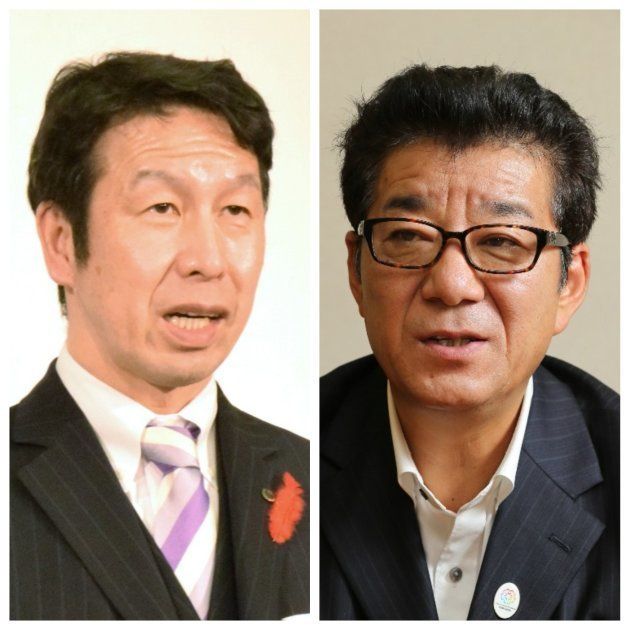 松井一郎・大阪府知事（右）と米山隆一・新潟県知事