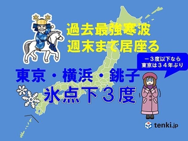 東京 氷点下3度なら34年ぶり 過去最強クラスの寒気で凍る列島 ハフポスト