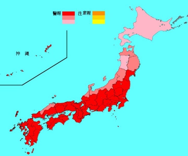 全国で警報レベルになった。