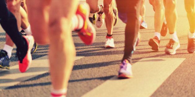 marathon runners on the street