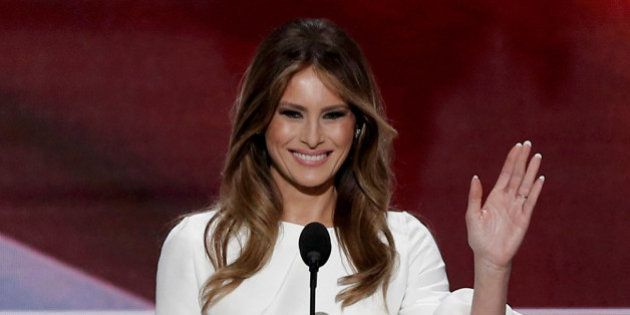 Melania Trump, wife of Republican U.S. presidential candidate Donald Trump, waves as she arrives to speak at the Republican National Convention in Cleveland, Ohio, U.S. July 18, 2016. REUTERS/Mike Segar TPX IMAGES OF THE DAY