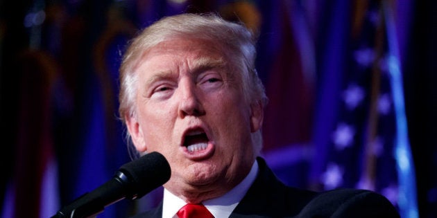 President-elect Donald Trump speaks during an election night rally, Wednesday, Nov. 9, 2016, in New York. (AP Photo/ Evan Vucci)