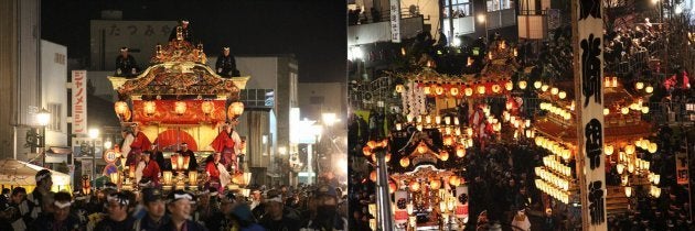 秩父夜祭＝スカパーJSAT撮影