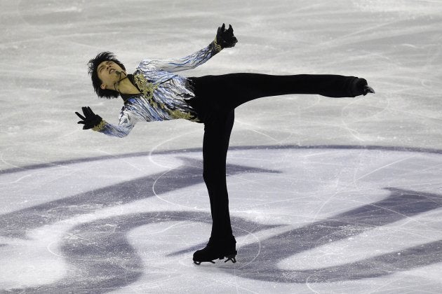 男子フリーで演技する羽生結弦（スペイン・バルセロナ） 2014年12月13日