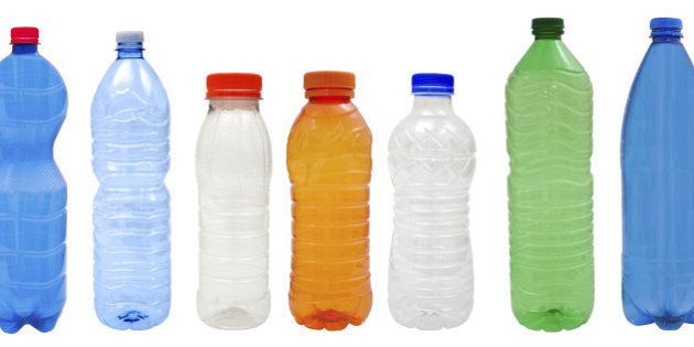Multicolored Plastic bottles isolated on white background