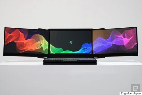 Razer、世界初の電動トリプルディスプレイノートを公開 4K×3画面構成に