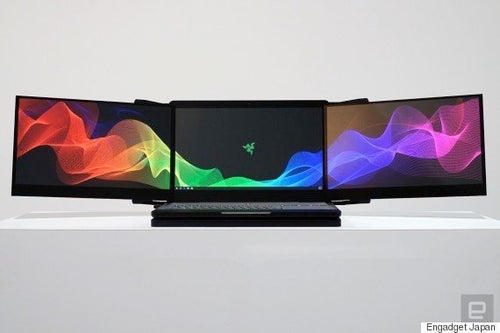Razer、世界初の電動トリプルディスプレイノートを公開 4K×3画面構成に