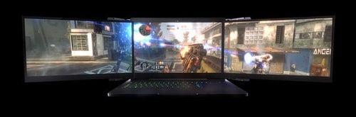 Razer、世界初の電動トリプルディスプレイノートを公開 4K×3画面構成に