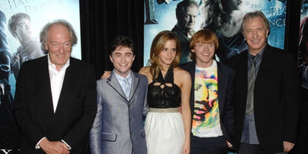 From left, actors Michael Gambon, Daniel Radcliffe, Emma Watson, Rupert Grint and Alan Rickman attend the premiere of