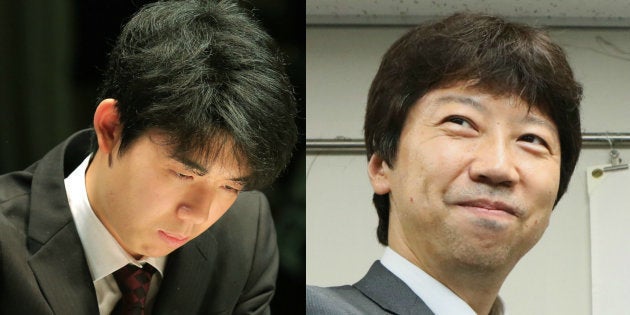 藤井聡太六段（左）と杉本昌隆七段