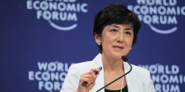 TIANJIN, CHINA - SEPTEMBER 12: (CHINA OUT) Japanese announcer for NHK Hiroko Kuniya attends the interactive session 'Mastering Complexity' during the 2012 Tianjin Summer Davos at Meijiang Convention and Exhibition Center on September 12, 2012 in Tianjin, China. World Economic Forum 2012 Tianjin Summer Davos will be held from September 11 to 13, with the theme of 'Creating Future Economy'. (Photo by ChinaFotoPress/ChinaFotoPress via Getty Images)