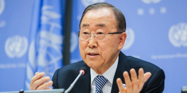 NEW YORK, NY - DECEMBER 16: Secretary-General of the United Nations, Ban Ki-Moon speaks to the audience during a closing press conference at the UN headquarters on December 16, 2016 in New York, New York. Ban Ki-Moon took office on 1 January 2007. His first term expired on 31 December 2011 and was re-elected, unopposed, to a second term on 21 June 2011. AntÃ³nio Guterres was appointed by the General Assembly on 13 October 2016 to be his successor. (Photo by William Volcov/BrazilPhotoPress/LatinContent/Getty Images)