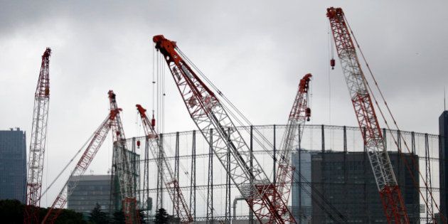 Cranes are seen at the construction site of New National Stadium for the Tokyo 2020 Olympics and Paralympics in Tokyo, Japan May 26, 2017. REUTERS/Issei Kato