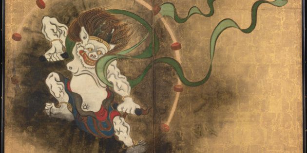 The Thunder God. Left part of two-fold screens Wind God and Thunder God, Early 18th cen.. Found in the collection of the Tokyo National Museum. (Photo by Fine Art Images/Heritage Images/Getty Images)