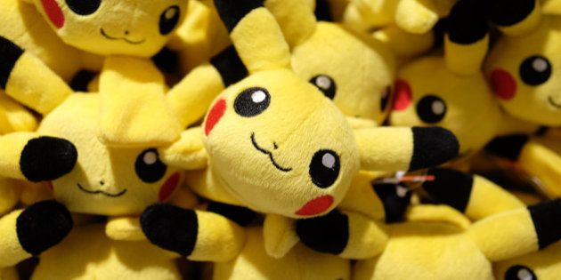 Pikachu plush toys are displayed for sale at the Pokemon Center Mega Tokyo store in Tokyo, Japan, on Wednesday, Feb. 24, 2016. Pokemon, a multi-media franchise by Nintendo Co., will mark its 20th anniversary on Feb. 27. Photographer: Yuriko Nakao/Bloomberg via Getty Images